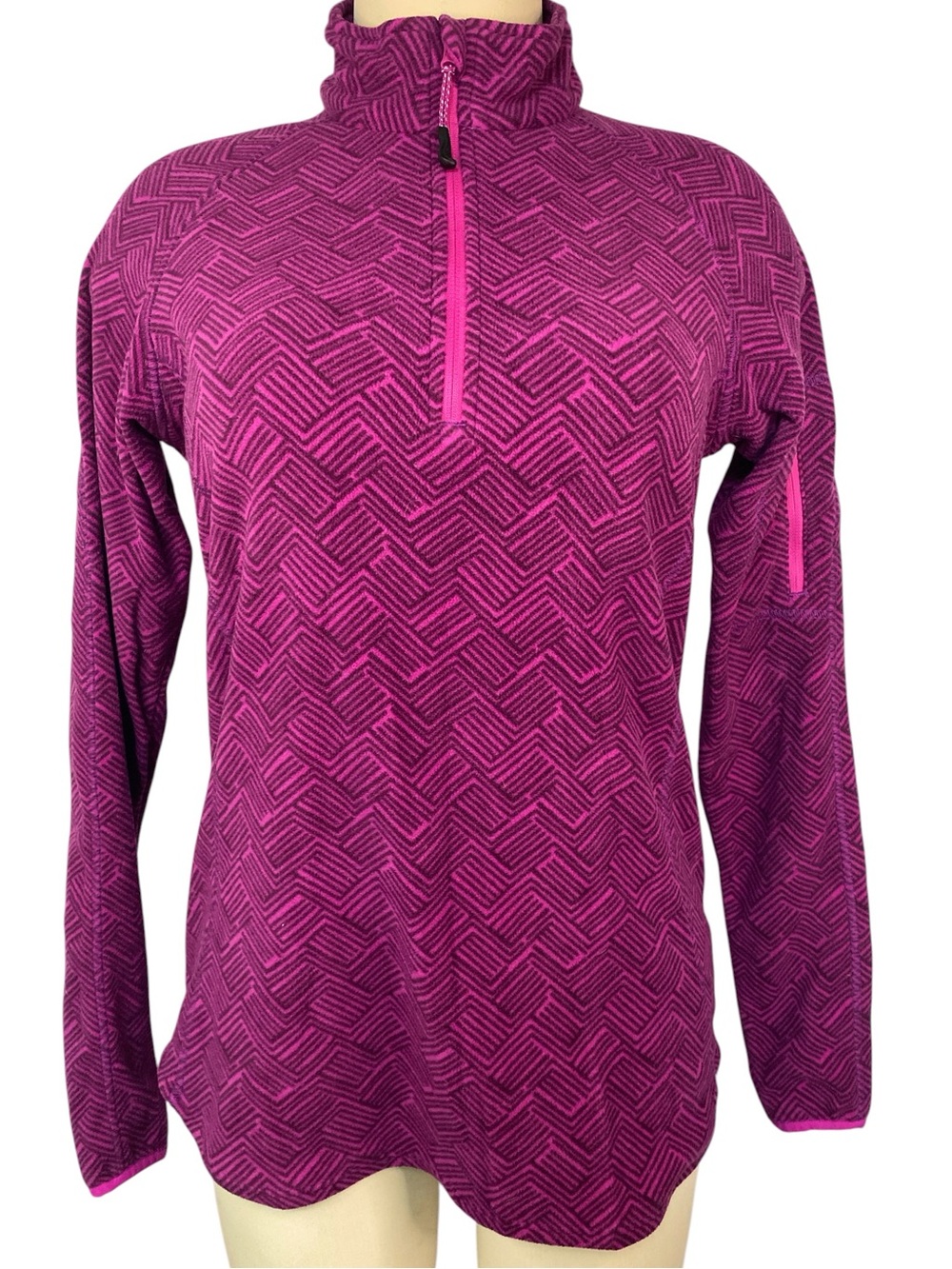 bcg Pink Geo-Print Quarter-Zip Pullover Jacket Women’s Medium